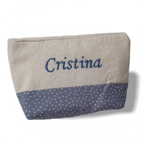 Neceser Clásico Lino Natural Con Pizarra Punto Blanco