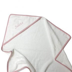 Capa De Baño Piqué Blanco Y Rosa
