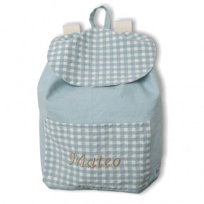 Mochila Guardería Vichy Verde Con Bolsillo