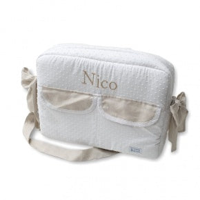 Bolsa Lado Plumetti Blanco Con Lino Natural