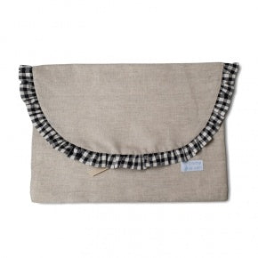 Bolsa Muda Lino Natural Con Vichy Negro