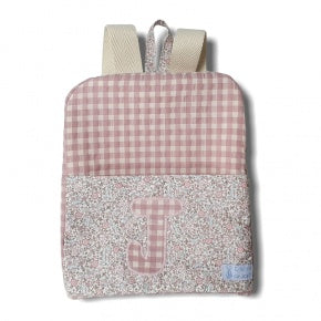 Mochila Con Bolsillo Vichy Con Flor Nuria