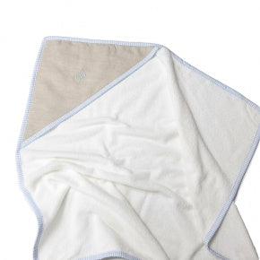 Capa De Baño Lino Natural Y Raya Azul