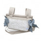 Bolsa Mini Panera Natural Con Flor Y Lazos Cobalto