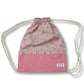 Mochila Cordon Flor Ocre Y Rosa
