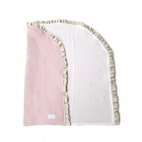 Arrullo Reversible Plumeti Blanco Con Wafle Rosa