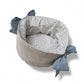 Cesto Lino Natural Con Flor Bea Azul Y Cobalto