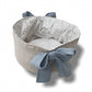 Cesto Lino Natural Con Flor Bea Azul Y Cobalto