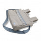 Bolsa Panera Lino Natural Y Cobalto Con Volante En Flor Beige