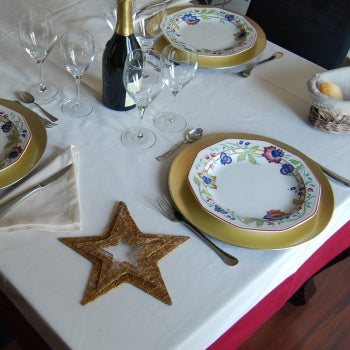 Mantel Beige Y Rojo