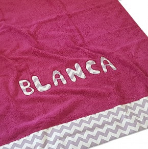 Toalla Playa Personalizada Vino Con Espiga Lila