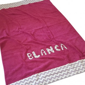 Toalla Playa Personalizada Vino Con Espiga Lila