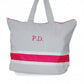 Bolsa Playa Gris, Fucsia Y Blanco