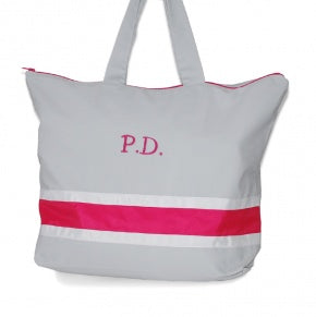 Bolsa Playa Gris, Fucsia Y Blanco