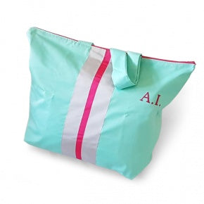 Bolsa Playa Verde Aqua, Plata Y Fucsia