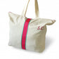 Bolsa Playa Beige Con Verde Y Fucsia