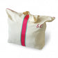 Bolsa Playa Beige Con Verde Y Fucsia
