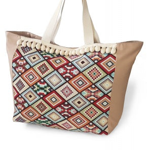 Bolsa Playa étnica Con Borlones