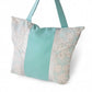 Bolsa Playa Verde Aqua Con Plata Y Flor