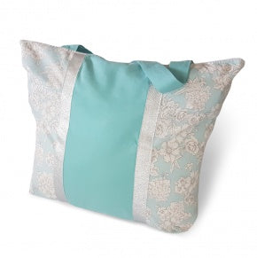 Bolsa Playa Verde Aqua Con Plata Y Flor