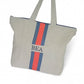 Bolsa Playa Lino Natural Con Azul Cobalto Y Coral