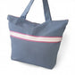 Bolsa Playa Azul Pizarra Con Plata Y Rosas