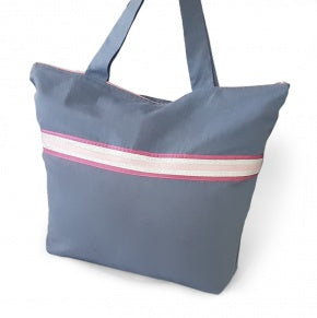 Bolsa Playa Azul Pizarra Con Plata Y Rosas
