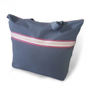Bolsa Playa Azul Pizarra Con Plata Y Rosas