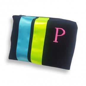 Neceser Rectangular Negro Con Flúor Azul, Amarillo Y Rosa
