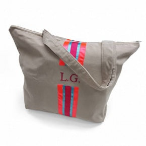 Bolsa Terciopelo Beige Con Flúor