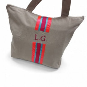 Bolsa Terciopelo Beige Con Flúor