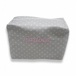 Neceser Cuadrado F.Gris Estrellita Blanca