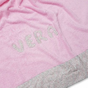 Toalla Playa Personalizada Rosa Con Flor