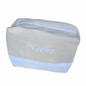 Neceser Cuadrado Lino Natural Plumetti Blanco