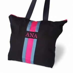 Bolsa Playa Negra Con Cobalto Y Fucsia