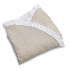 Arrullo Lino Natural Volante Plumetti Blanco