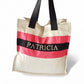 Bolsa Playa Cuadrada Lino Natural Con Coral Y Negro