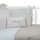 Conjunto Cuna Lino Natural Y Plumetti Blanco