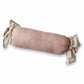 Cojín Rulo Rosa Empolvado Lazos Lino Natural