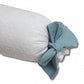 Cojín Rulo Plumetti Blanco Lazos Verde Aqua