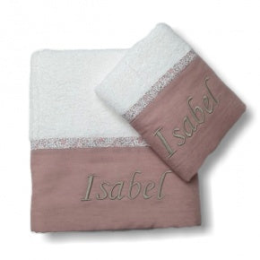Toallas Manos Y Baño Lino Nude Y Flor