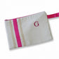 Cartera Mano Lino Natural Con Fucsia
