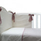 Conjunto Cuna Lino Natural, Plumetti Blanco Y Nude