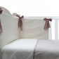 Conjunto Cuna Lino Natural, Plumetti Blanco Y Nude