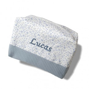 Neceser Cuadrado Flor Bea Azul Con Wafle