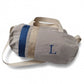 Bolsa Deporte Terciopelo Beige Cobalto Y Dorado