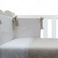 Conjunto Cuna En Lino Natural, Plumetti Blanco Y Pasacintas