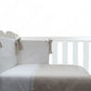 Conjunto Cuna En Lino Natural, Plumetti Blanco Y Pasacintas