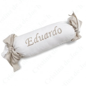 Cojin Rulo Blanco Y Lino Natural