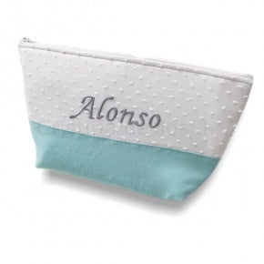 Neceser Clásico Verde Y Plumetti Blanco